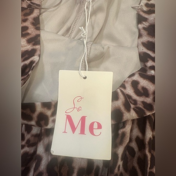 So Me Leopard Print Mini Skort Size XL Cream Black Brown Side Zipper Bubble Hem - Picture 9 of 13